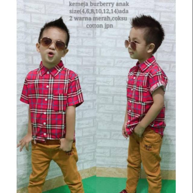 2 warna JC Kemeja Burberry Anak / Kemeja anak laki laki terbaru