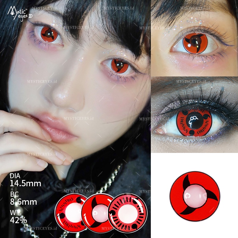 [✅COD] MYSTICEYES SOFTLENS COSPLAY CRAZY LENS SHARINGAN 14.5MM (NORMAL)