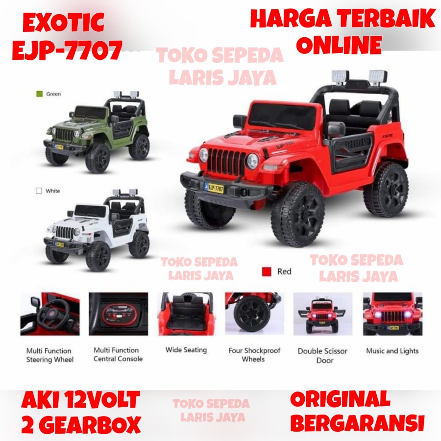 MOBIL AKI JEEP EXOTIC 7707 , MOBILAN JEEP ANAK EXOTIC 7707 AKI 12 VOLT mobil jeep aki exotic ejp 7704 new-1