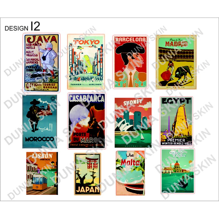 

Stiker koper Travel Label Design i2 Retro Country Sticker SYDNEY MOROCCO JAVA MADRID VENICE MALTA