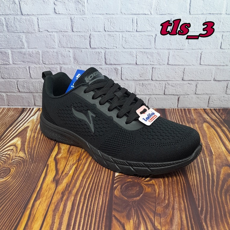 Sepatu Sekolah Loggo &amp; Speed Original 37-43 Sneaker Hitam Polos Unisex