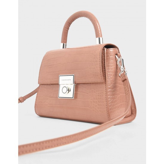 Tas Charles&Keith Croco Top Handle Bag 682 CK