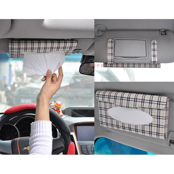 Tempat Tisu Tissue Mobil MOTIF Model Jepit Sun visor BONUS ISI TISU