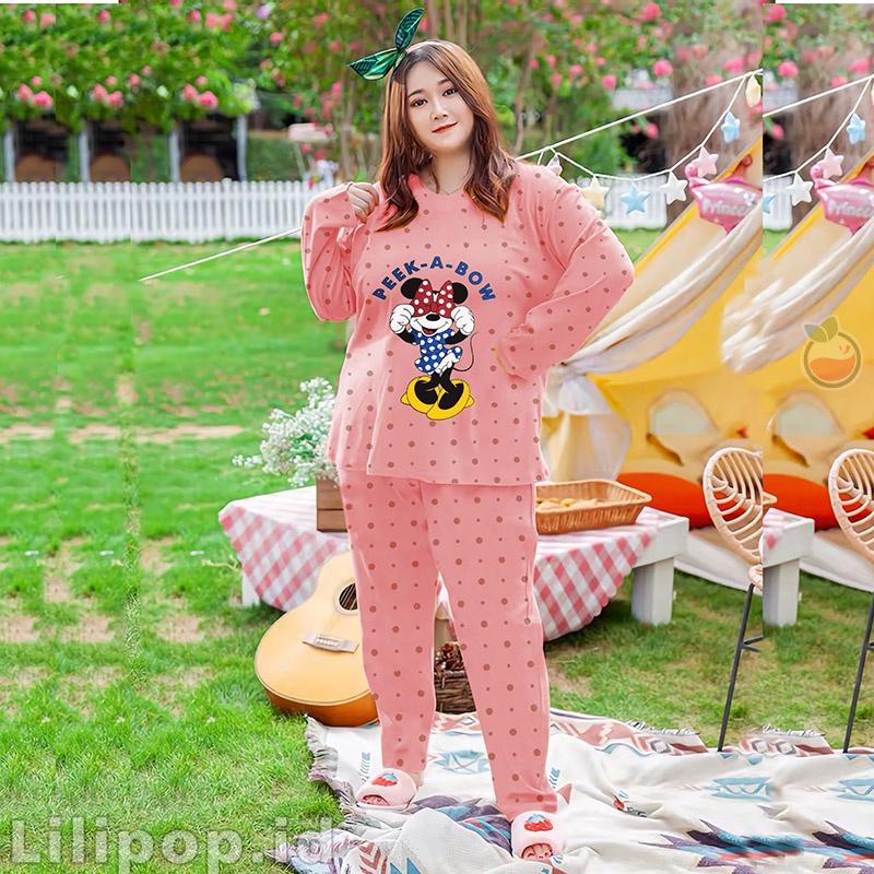 Baju Tidur Jumbo Wanita PP XXXL Ld 120 Lengan Panjang Baby Doll Bahan Kaos Bigsize Murah Koala