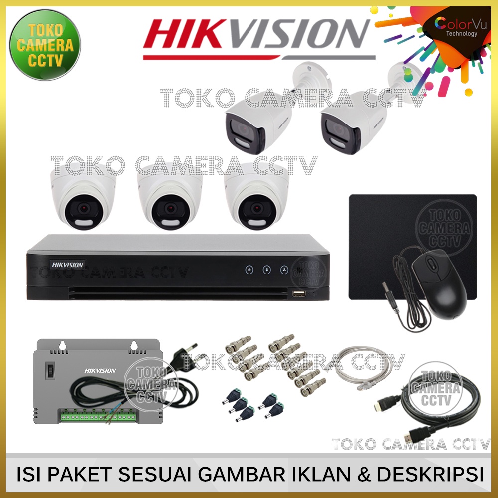 PAKET CCTV HIKVISION COLORVU 5MP 8 CHANNEL 5 KAMERA