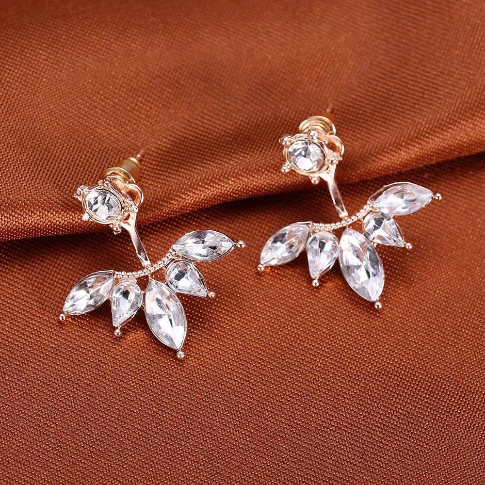 Korean Crystal Ear Cuff Clip Leaf Daisy series Flower Stud Earrings Fashion Jewelry