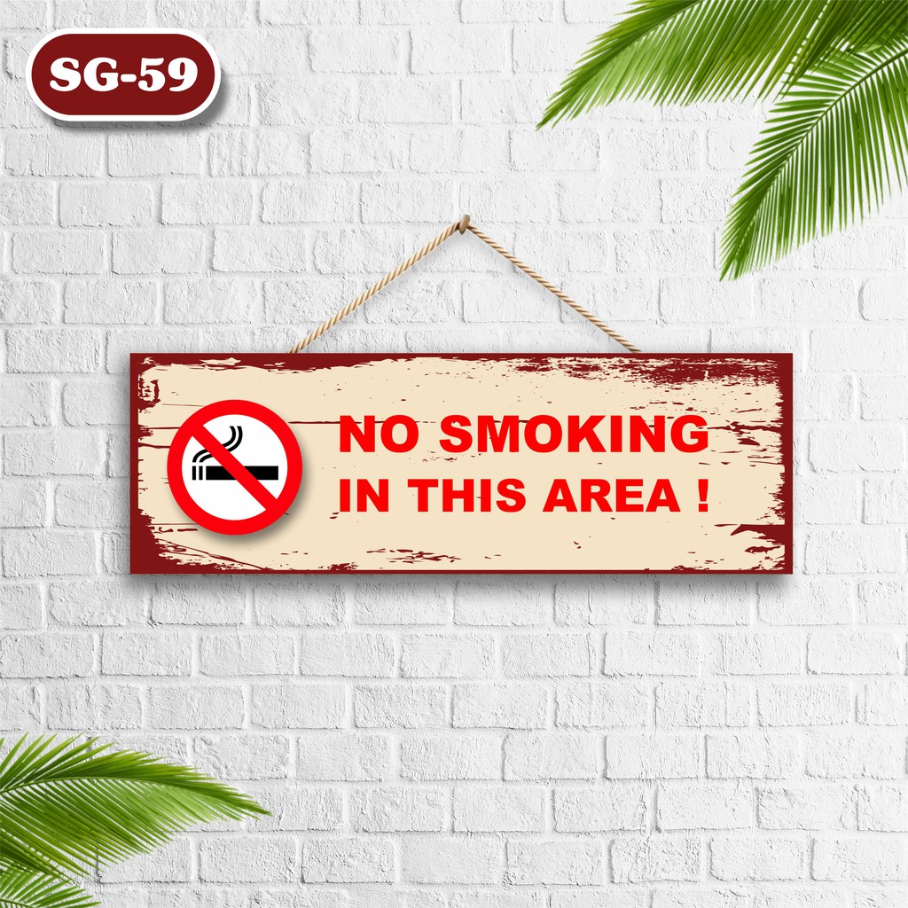 Dekorasi Petunjuk Ruangan Larangan Merokok Dilarang No Smoking Papan Poster Panjang Murah Kayu Unik