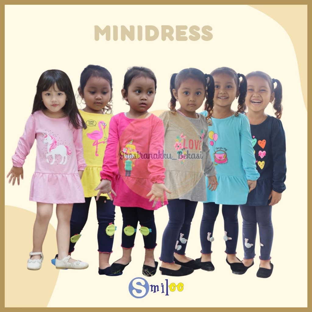 Minidress Anak Smilee Lengan Panjang Mix Motif Size 1-5Th