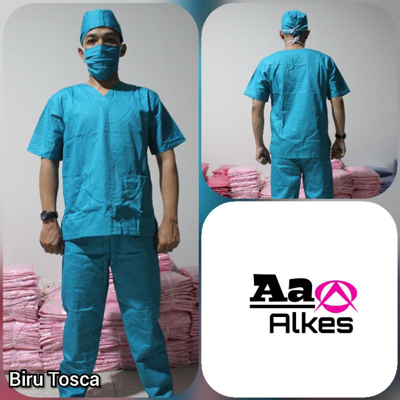 Baju Ok lengan pendek warna biru tosca