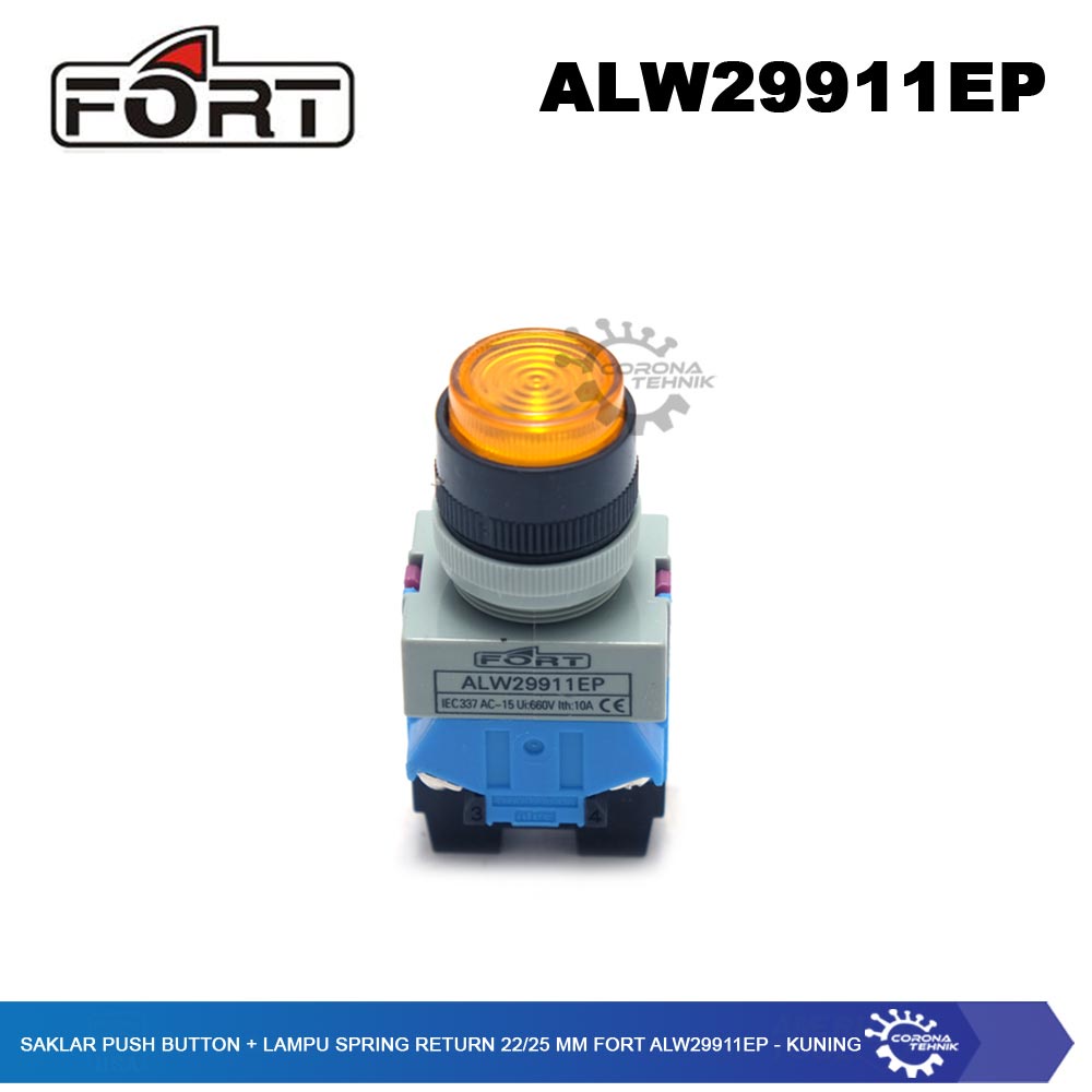 Fort - Saklar Push Button + Lampu Spring Return 22/25 mm -  ALW29911EP