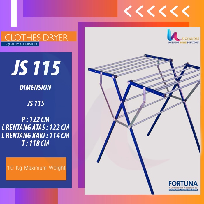 Jemuran Baju Pakaian Fortuna Aluminium - Jemuran Fortuna JS070