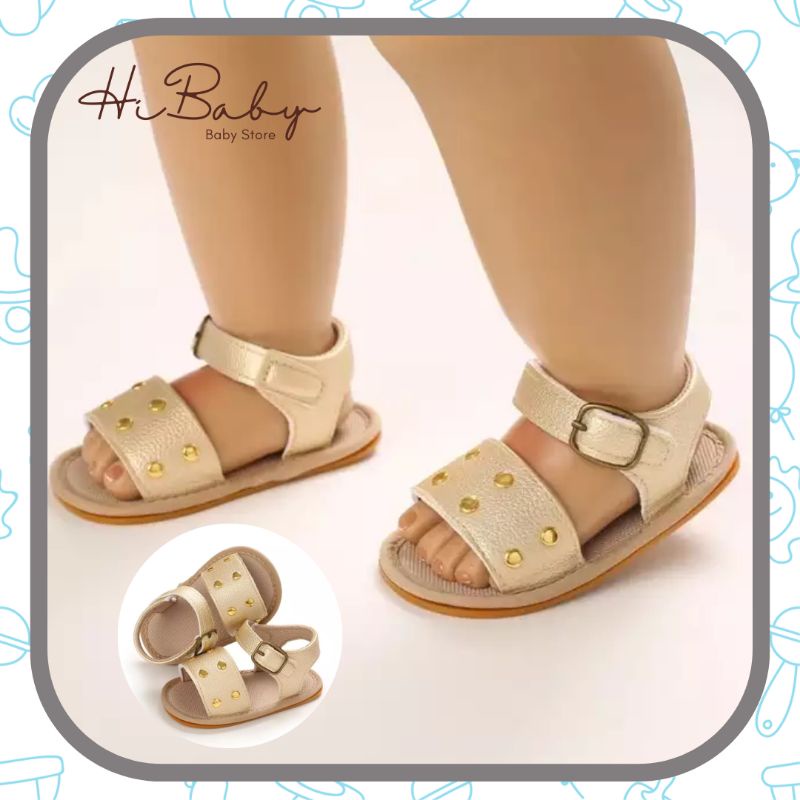 HiBaby Sandal Bayi Perempuan Umur 0 12 14 Bulan Sandal Bayi Prewalker Perempuan Umur 1 Tahun Gold Te