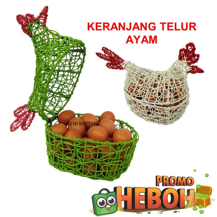 

Ready Keranjang Tempat Telur Bentuk Ayam Rotan Sintetis - Pink Fanta Murah
