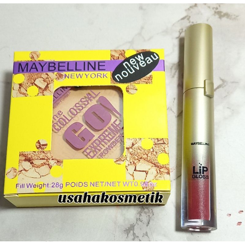 PROMO PAKET MAYBELLINE THE COLOSAL GO BEDAK MAYBELLINE 2IN1 + LIP MATTE MAYBELLINE