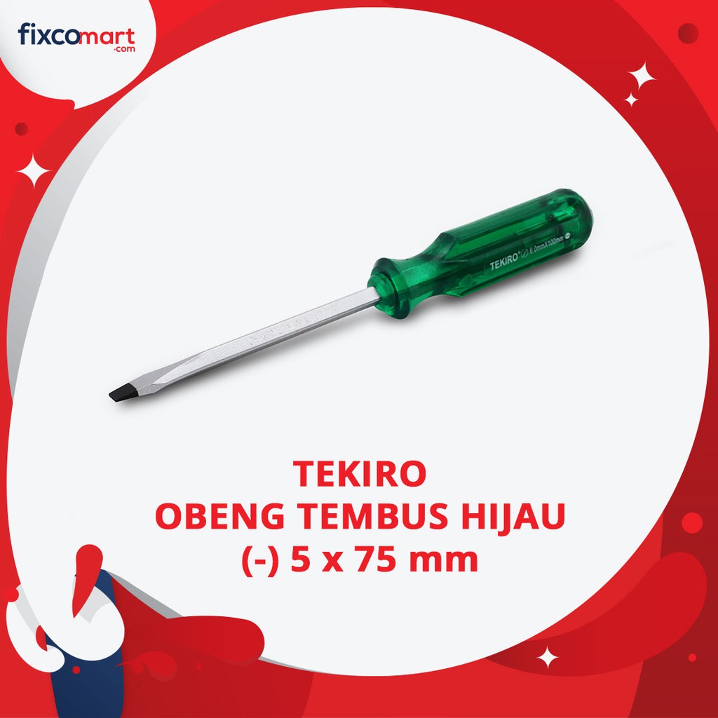 Tekiro Obeng Tembus Hijau (-) 5 X 75 Mm / Tekiro Obeng Go Thru