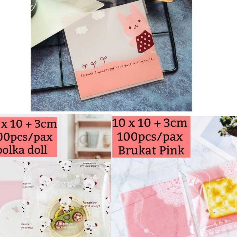 

BRANDS FESTIVAL 100PCS Packing cookies lucu 10x10 kemasan kue lucu unik goddie bag plastik cookies New Product