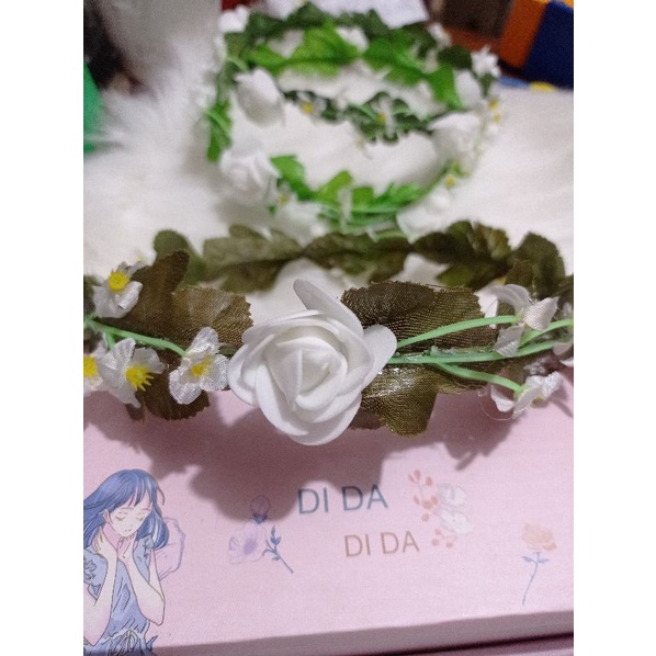 Bando Bunga Putih|Flower Crown Putih|Bando Bunga|Flower Crown Sleyer|Mahkota Bunga|Hiasan Kepala