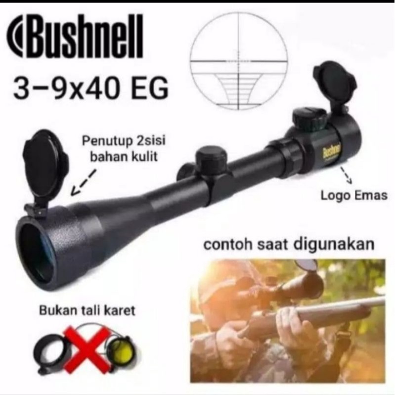 Teleskop Telescope Teropong Senapn Angin BUSHNELL 3-9X40 EG Scope Murah