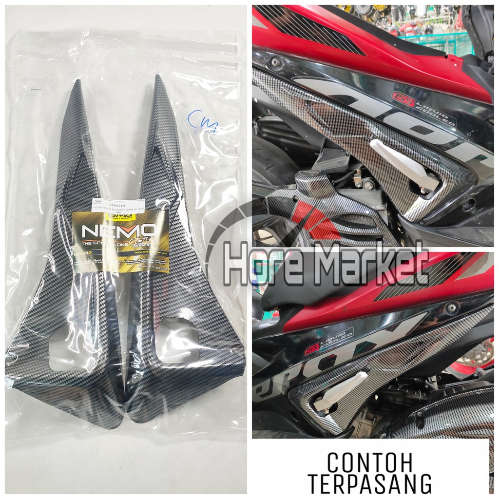 Cover Tutup Pijakan Body Samping Aerox Carbon NEMO Cover Pijakan Aksesoris Variasi Yamaha Aerox 155