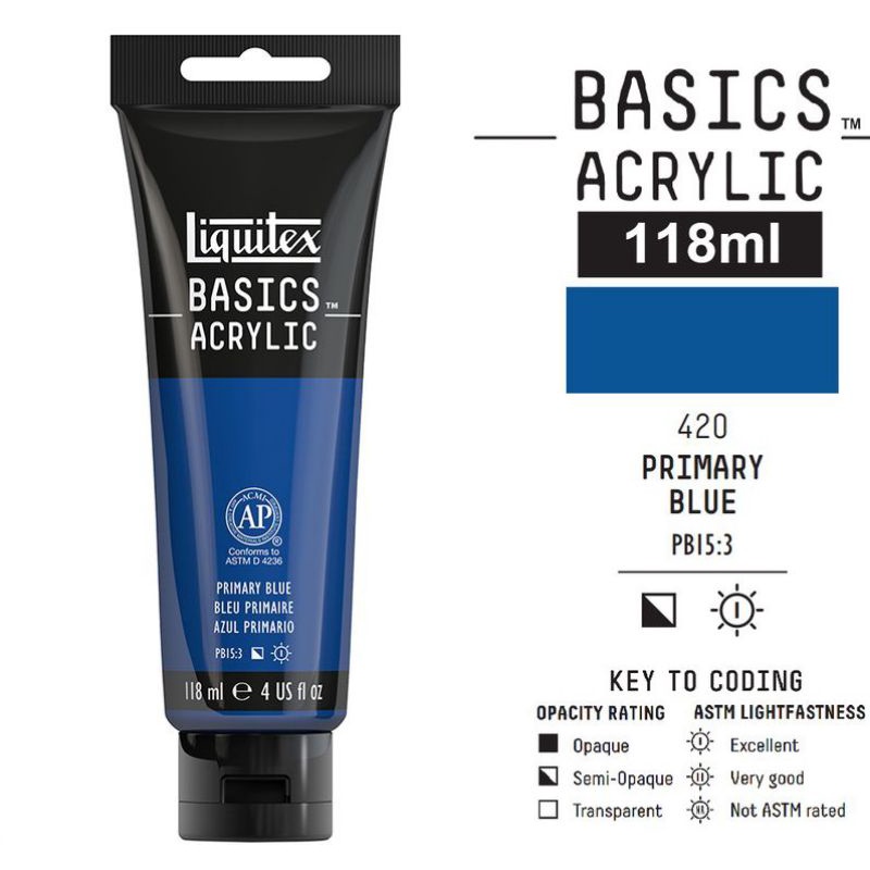 

LIQUITEX BASICS ACRYLIC COLOUR 118 ML PRIMARY BLUE