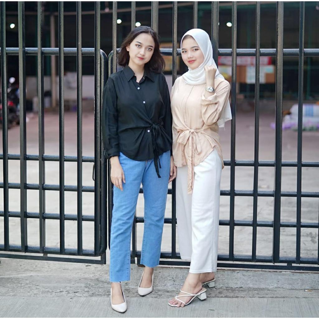 BEFAST - ZFS OOTD Blouse SIRIYA / AYRA RAYON DIAMOND BOW SHIRT / Blouse Keluaran Terbaru 2022 / Atasan Lengan Panjang / Fashion Wanita Kerja / Blouse Polos Formal / OOTD Remaja Wanita Casual / Blouse Banyak Warna / Blouse Serut Pita Trendy