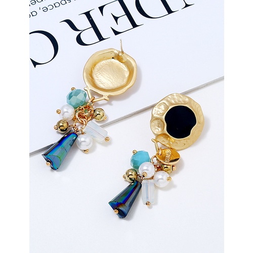 LRC Anting Tusuk Fashion Gold Drop Oil Crystal Pearl F33177