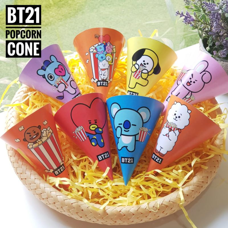 

BT 21 Popcorn Cone + Plastik Tempat Popcorn Label
