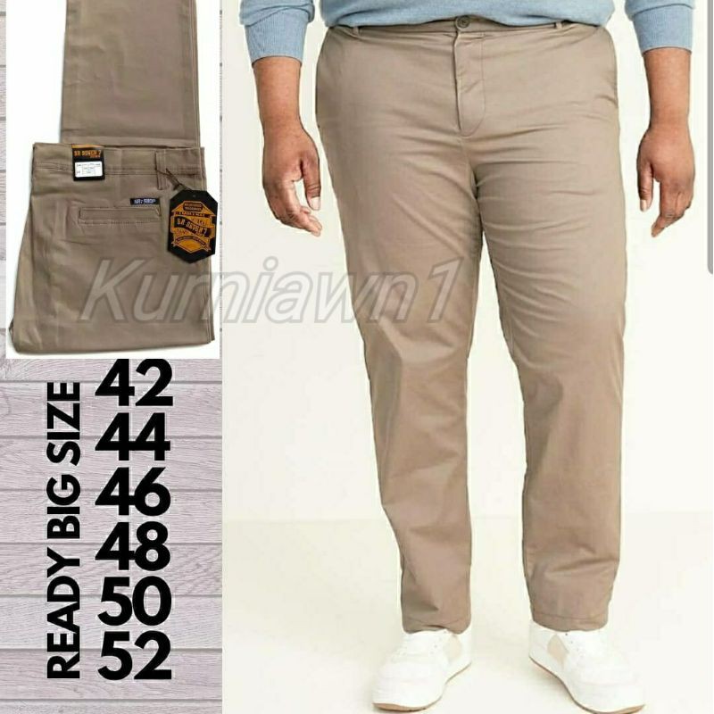 Celana Chino Pria dengan Ukuran Besar Jumbo, Desain Reguler Fit, dan Kualitas Premium Asli