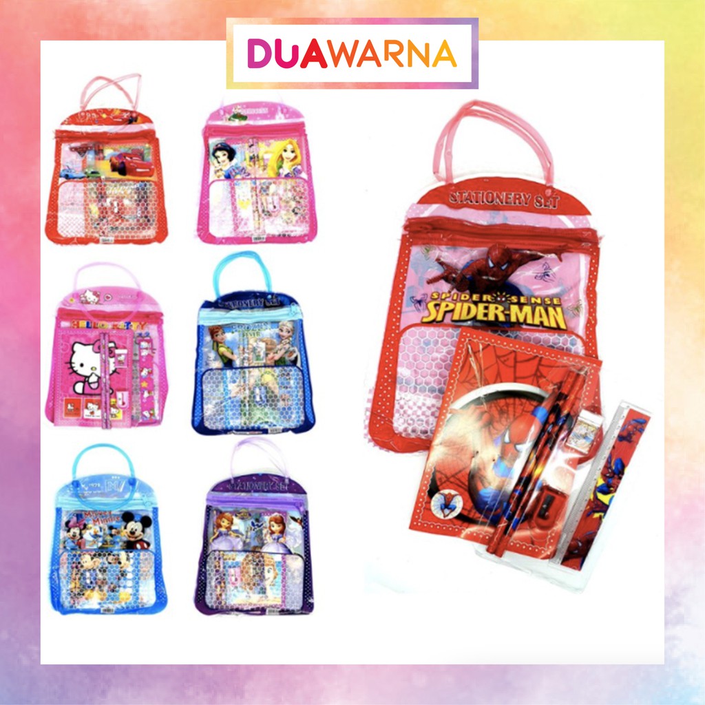

DuaWarna Stationary Set Free Bag Set Alat Tulis Anak Sekolah Motif Kartu Bonus Tas Penyimpanan