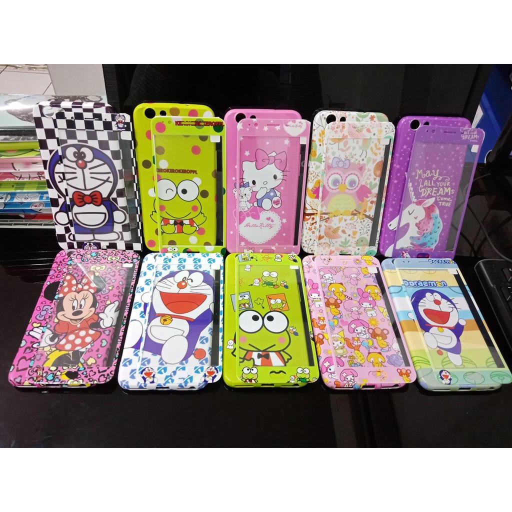 360 JELLY GLITER CHARACTER + Tempered Glass + PACKING IMPORT Type SAMSUNG/OPPO/VIVO/XIAOMI