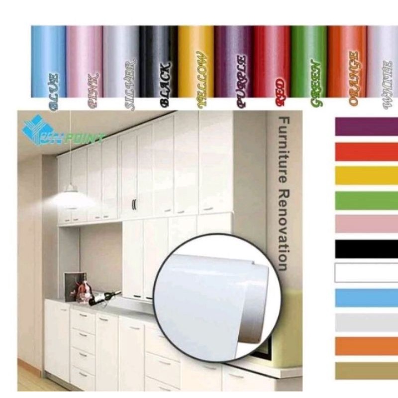 Wallpaper Sticker Dinding Polos Putih Glossy Dapur