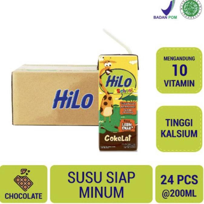 Hilo School Coklat Susu Cair Ready To Drink RTD 200ml / 24pc