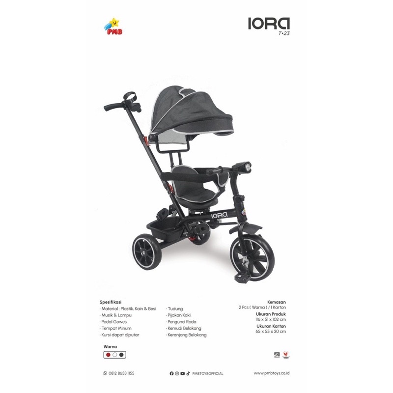 Sepeda Tiga Roda Anak PMB IORA T23 Tricycle T-23