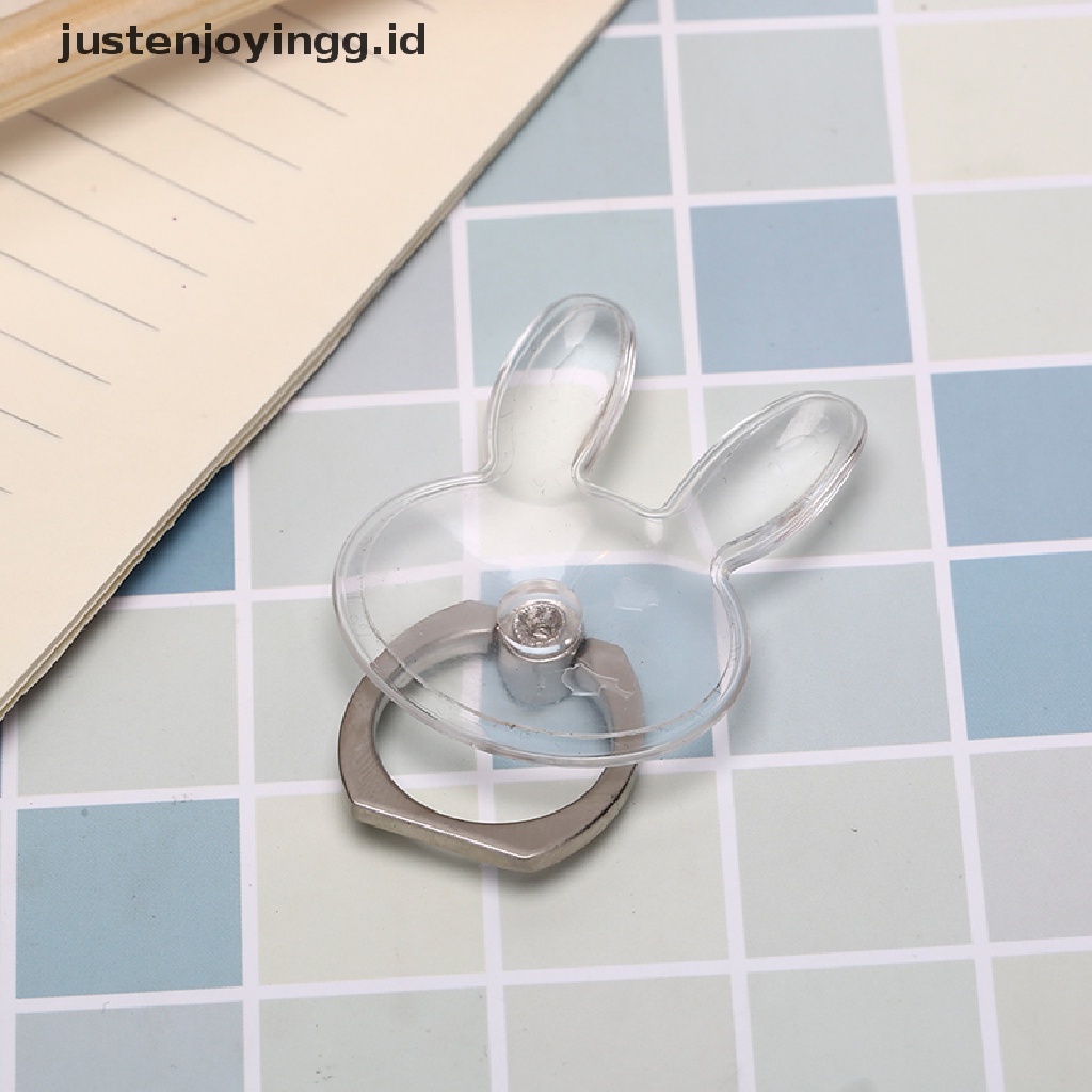 // justenjoyingg.id // 1pc cute transparent phone finger grip rotating ring stand holder accessories ~