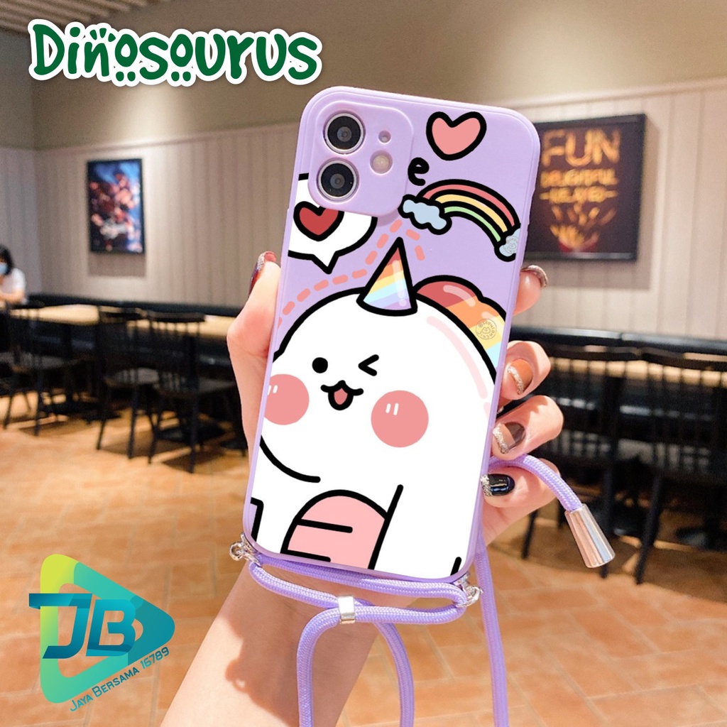 SOFTCASE SILIKON SLINGCASE TALI LANYARD STRAP PHONE MACARON PELINDUNG KAMERA DINOSOURUS OPPO VIVO SAMSUNG XIAOMI REALME IPHONE ALL TYPE JB5314