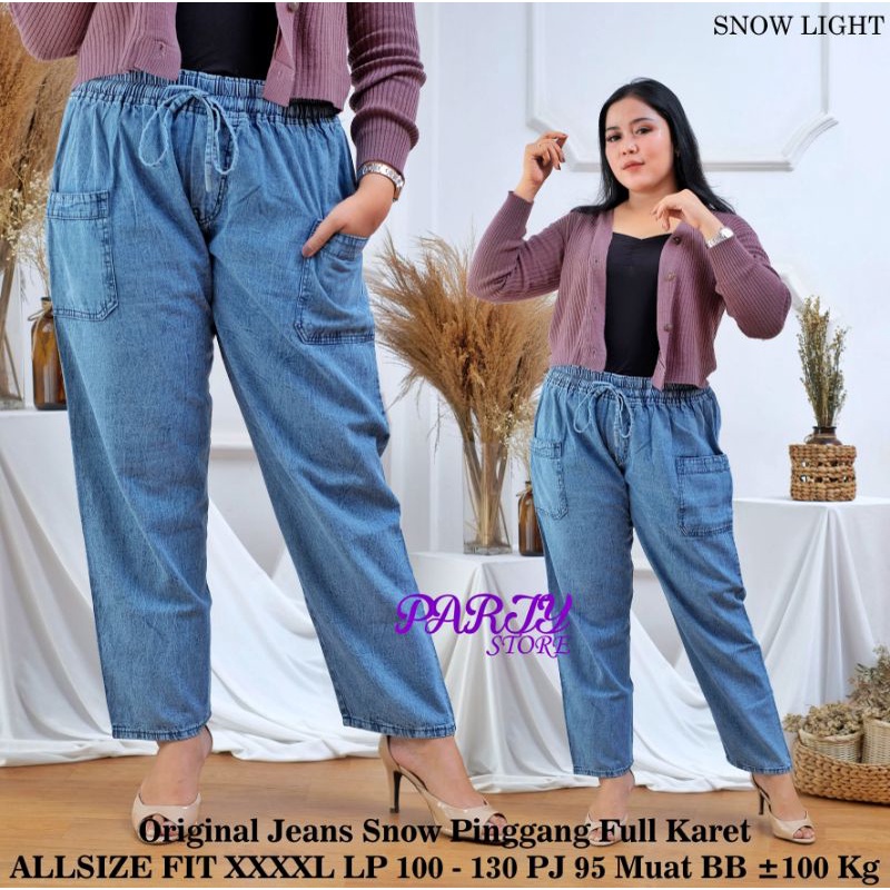 CELANA BAGGY BOYFRIENDS SAKU KEKINIAN JEANS 100KG JUMBO WANITA LEGGING