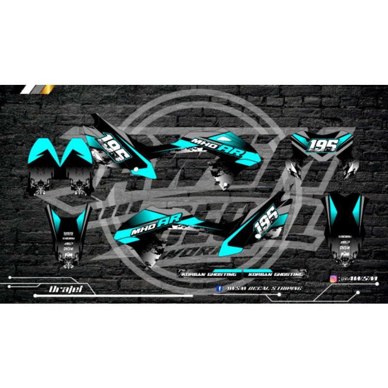 DECAL KLX BF HITAM BIRU TOSCA TERBARU