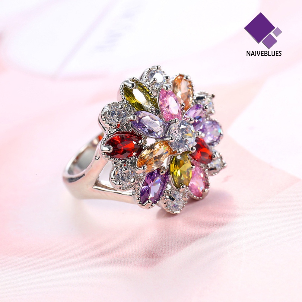 Naiveblue &gt; Cincin Kawin / Tunangan Cubic Zirconia Multiwarna Untuk Perhiasan Wanita