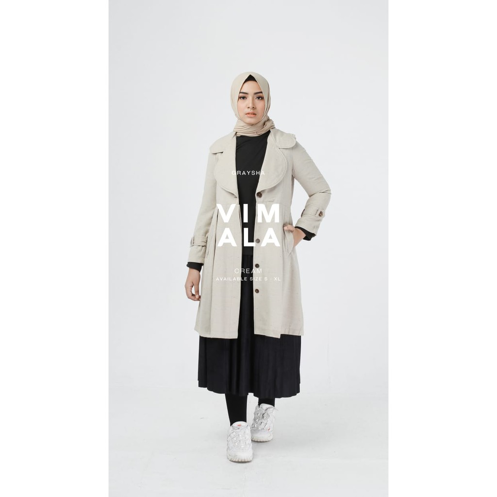 Coat Muslimah Terbaru Fashion Muslim Vimala Coat Wanita Cream