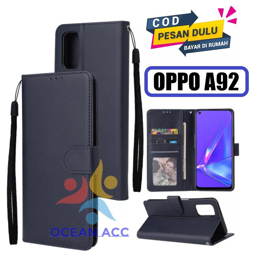 DOMPET HP UNTUK OPPO A92 LEATHER FLIP CASE OPPO A92