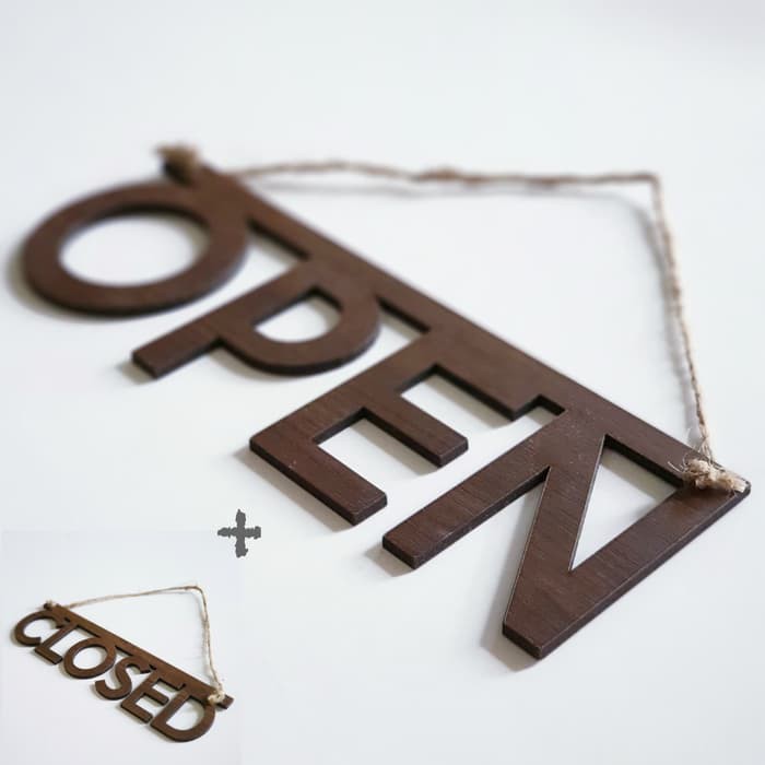 Gantungan Sign Cafe - OPEN CLOSED MINIMALIS - Laser Cut