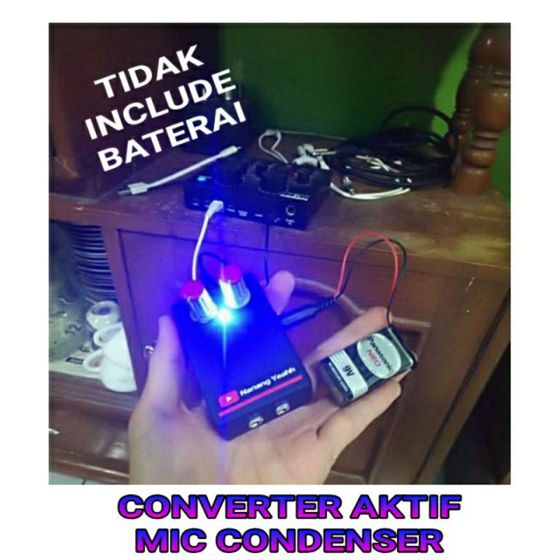 CONVERTER AKTIF PENGUAT MIC CONDENSER YANG SUARA PELAN to SOUNDCARD V8, DLL