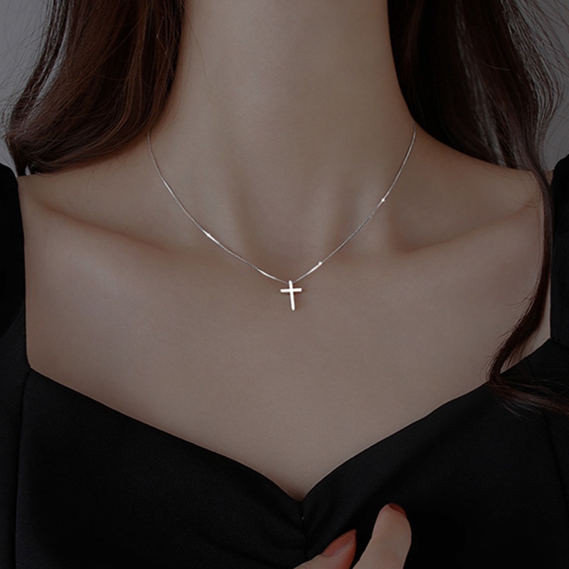 Cross Pendant Simple 925 Sterling Silver Clavicle Chain Fresh Wild Temperament Personality Female Necklace