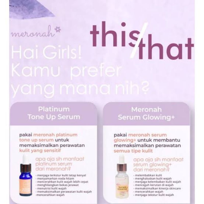 PAKET serum PLATINUM dan MERONAH Glowing cream