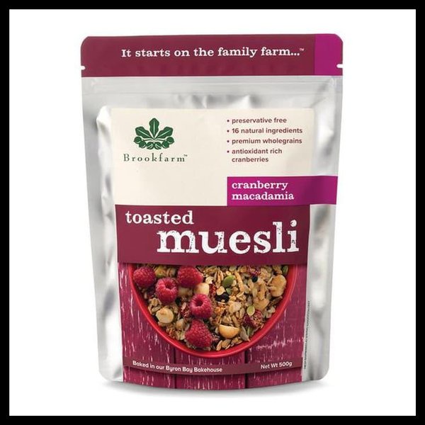 

BROOKFARM CRANBERRY MACADAMIA TOASTED MUESLI 350GR