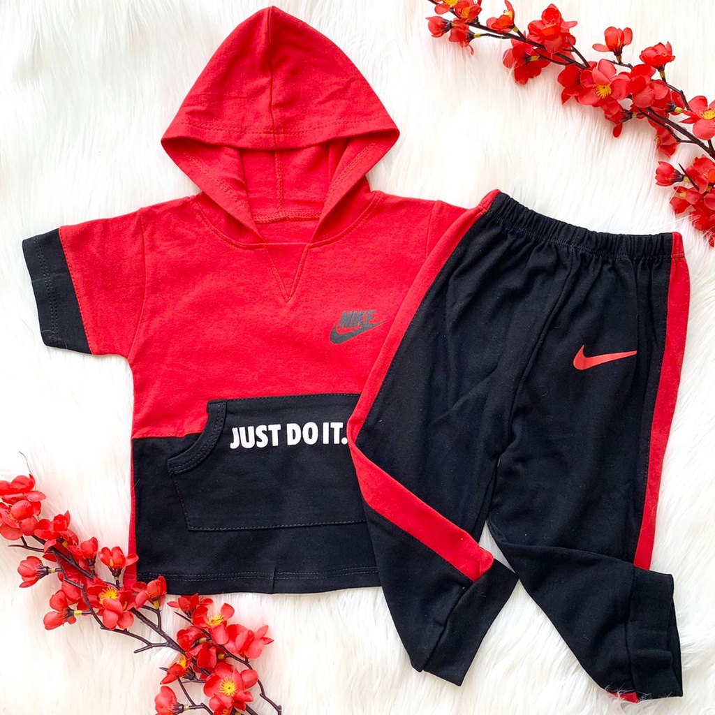 Setelan baju hoodie + celana jogger bayi cowok kekinian sporty fashion anak laki baby boy murah -nik
