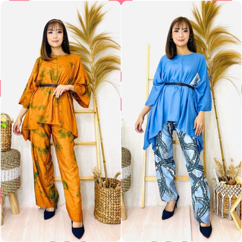Setelan WAKA JUMBO Babydoll Panjang Tie Dye Wanita Dewasa Kekinian Terbaru / Setelan Wanita Jumbo Se