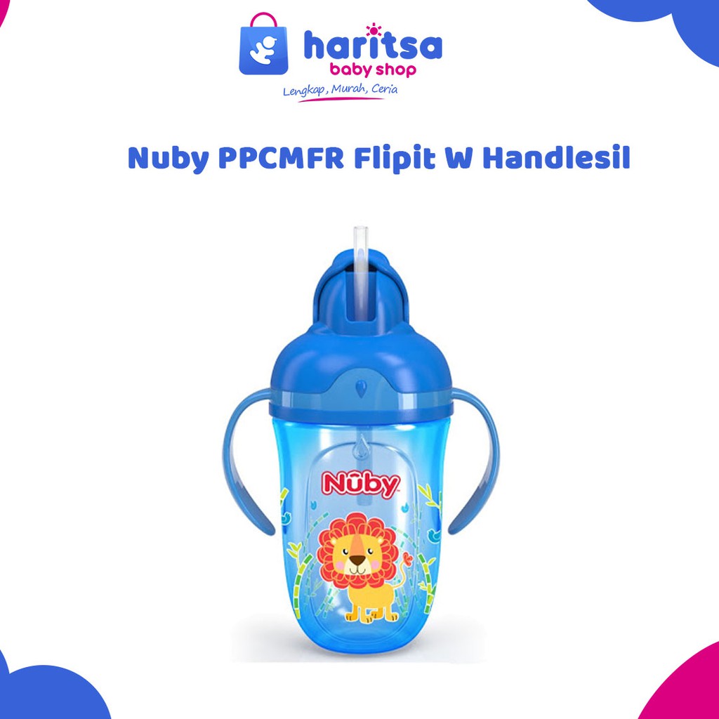 Nuby Comfort 360 Plus Flip it  Straw 270 ml  / Botol Sedotan Bayi