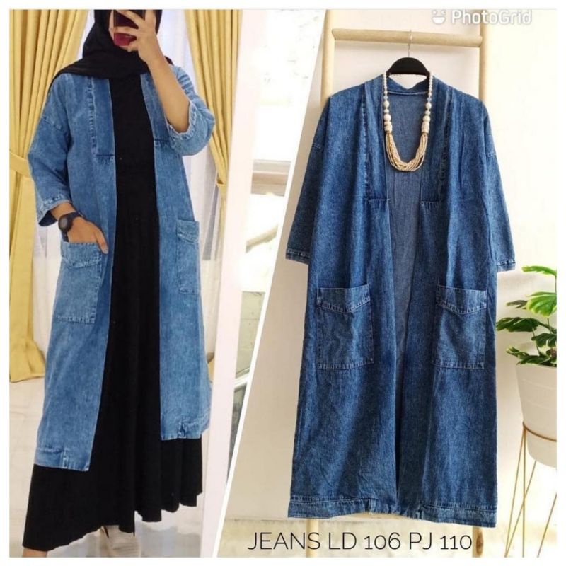 Long Outer Cardigan Jeans Denim Premium