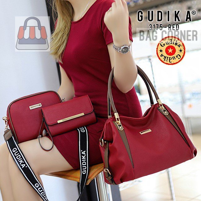BagCorner - GUDIKA Bag 3175 - Tas Set Dompet & Mini Bag Selempang 3in1 Tas Wanita Kekinian Import Or